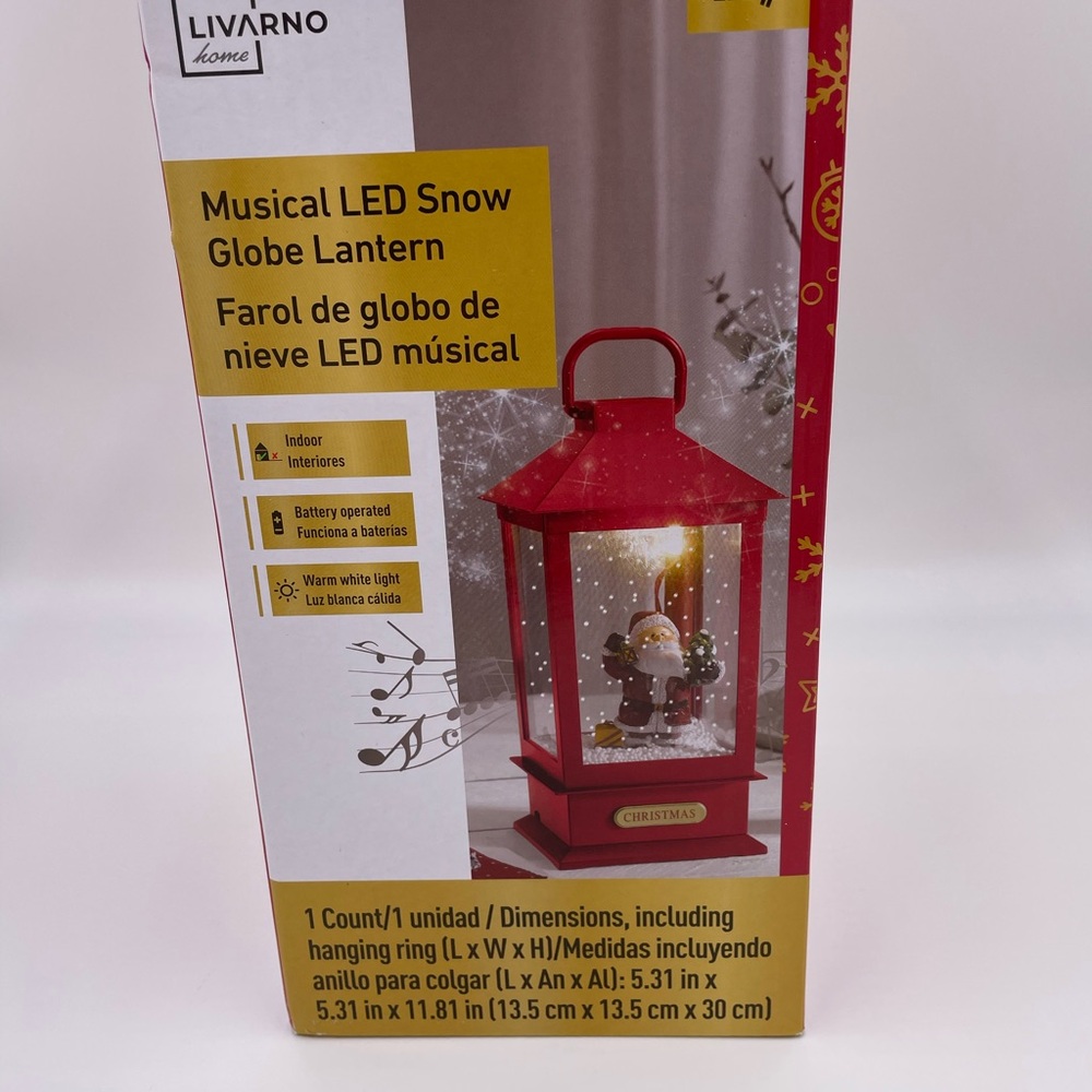 New! Red Musical LED Snow Globe Lantern